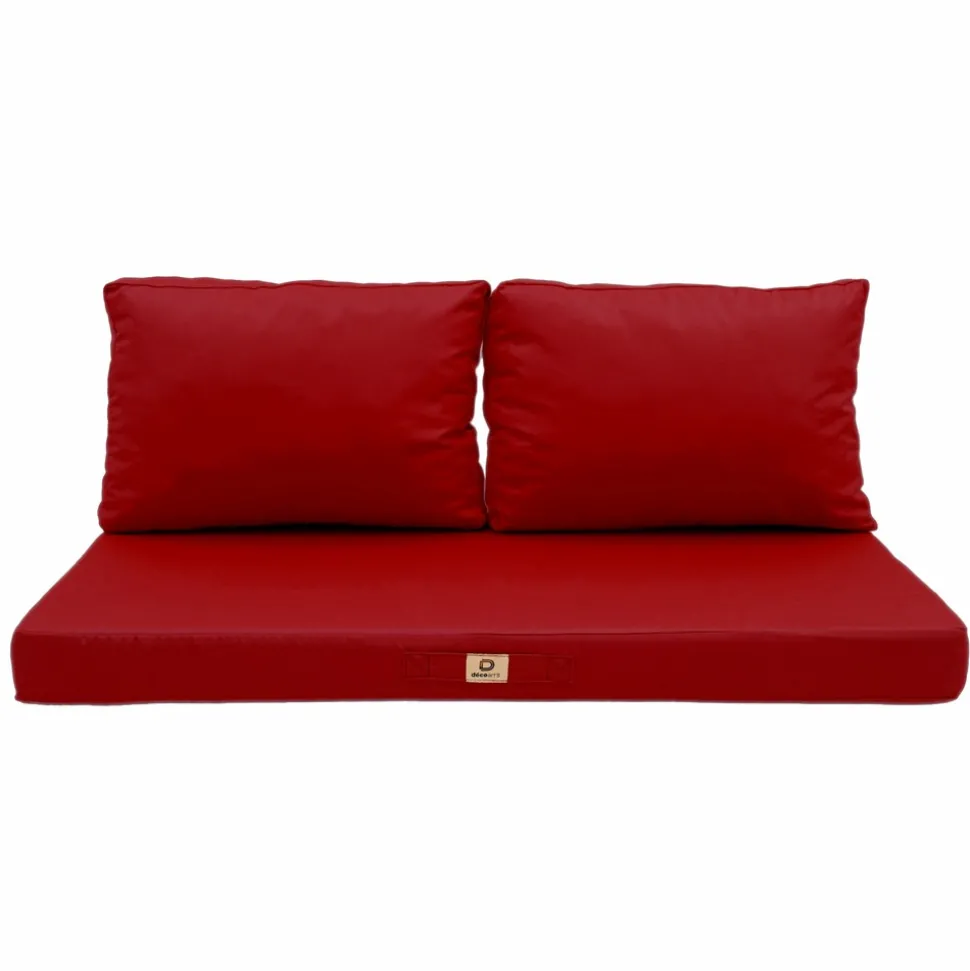 DECO ARTS - Coussins pour salon de jardin déhoussable 120x60cm rouge