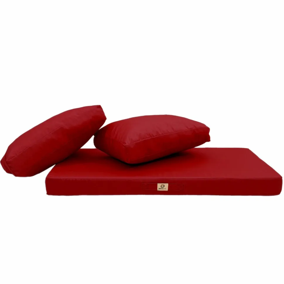 DECO ARTS - Coussins pour salon de jardin déhoussable 120x60cm rouge