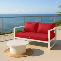 DECO ARTS - Coussins pour salon de jardin déhoussable 120x60cm rouge