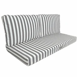 DECO ARTS - Coussins pour salon de jardin déhoussable 120x60cm - rayure gris foncé
