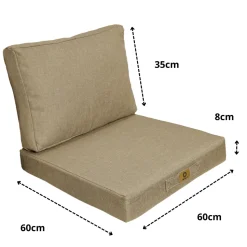 DECO ARTS - Coussins pour fauteuil effet lin déhoussable 60x60cm beige