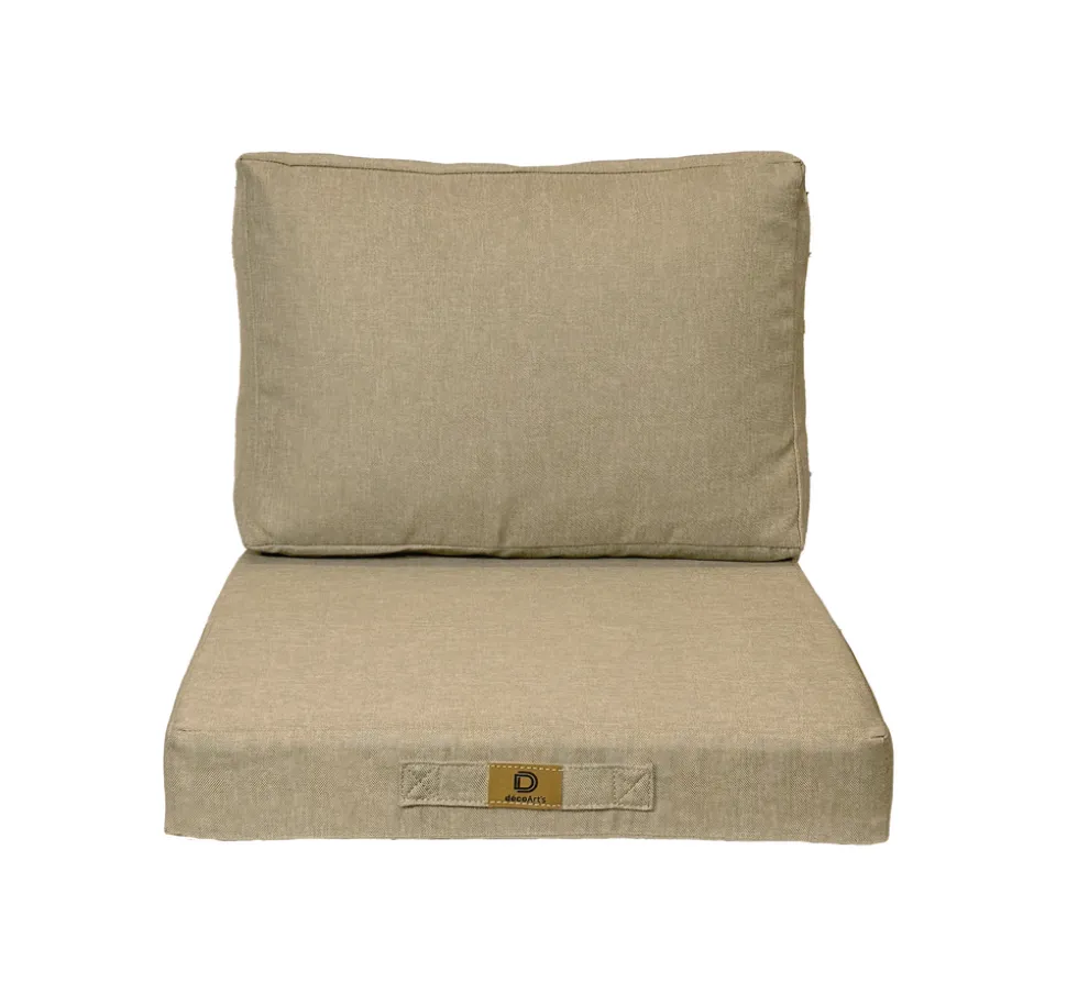 DECO ARTS - Coussins pour fauteuil effet lin déhoussable 50x50cm beige