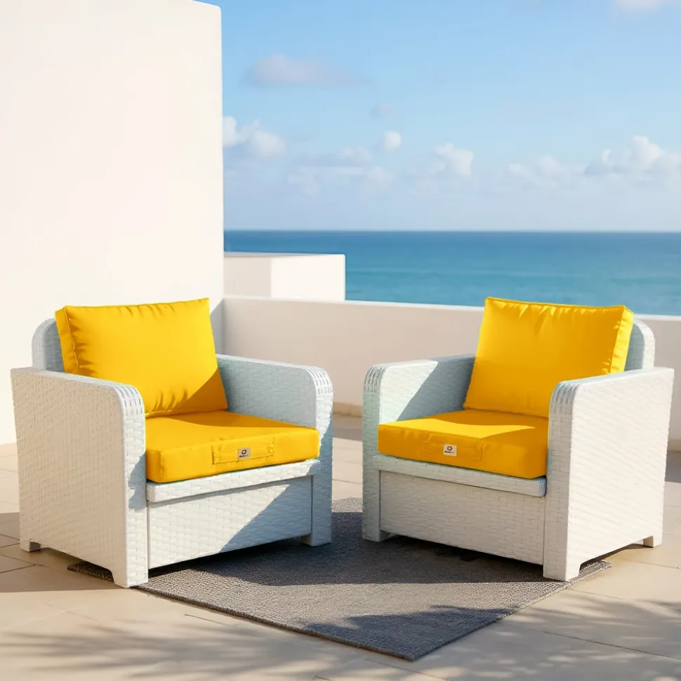 DECO ARTS - Coussins pour salon de jardin déhoussable 50x50cm jaune