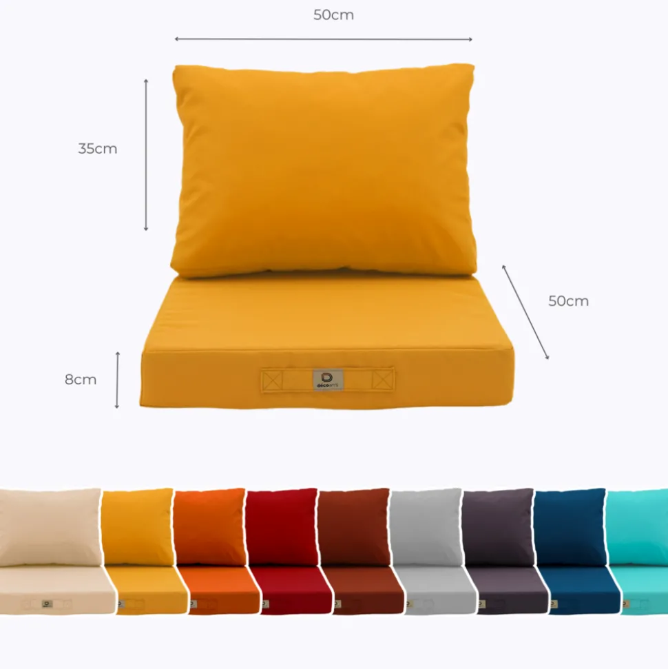 DECO ARTS - Coussins pour salon de jardin déhoussable 50x50cm jaune
