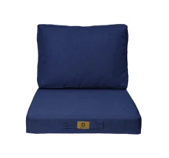 DECO ARTS - Coussins pour fauteuil effet lin déhoussable 50x50cm bleu indigo
