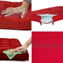 DECO ARTS - Coussins pour salon de jardin capitonné 120x60cm rouge