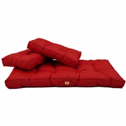 DECO ARTS - Coussins pour salon de jardin capitonné 120x60cm rouge