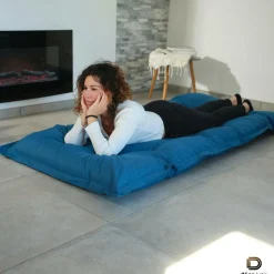 DECO ARTS - Futon xxl - matelas de sol 195x100cm - bleu petrole
