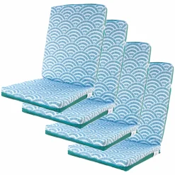 DECO ARTS - Lot de 4 coussins pour chaises 95 x 40 cm motif éventails verts