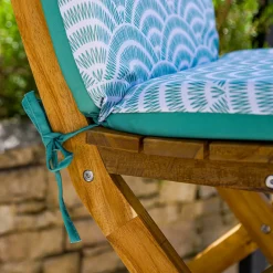 DECO ARTS - Lot de 4 coussins pour chaises 95 x 40 cm motif éventails verts