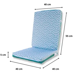 DECO ARTS - Lot de 4 coussins pour chaises 95 x 40 cm motif éventails verts