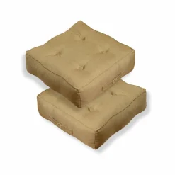 DECO ARTS - Lot de 2 coussins de sol effet lin 50 x 50 x 18 cm - beige