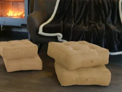 DECO ARTS - Lot de 2 coussins de sol effet lin 50 x 50 x 18 cm - beige