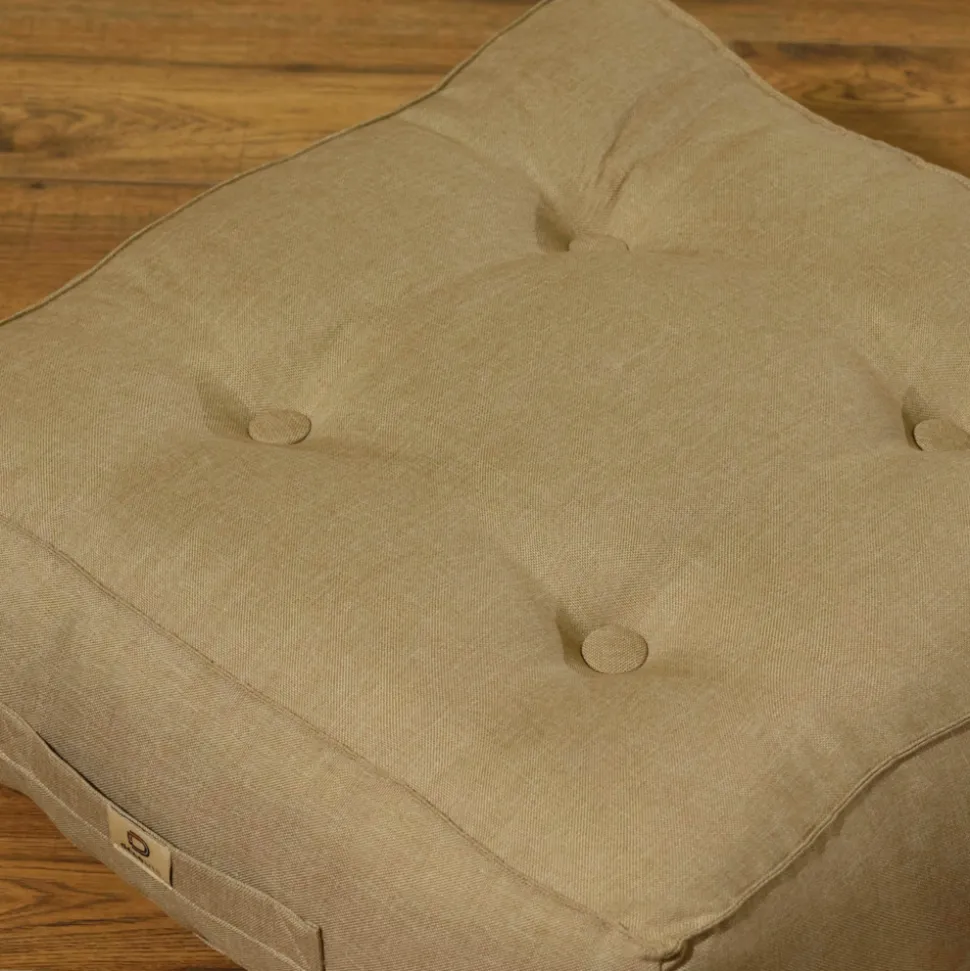 DECO ARTS - Lot de 2 coussins de sol effet lin 50 x 50 x 18 cm - beige