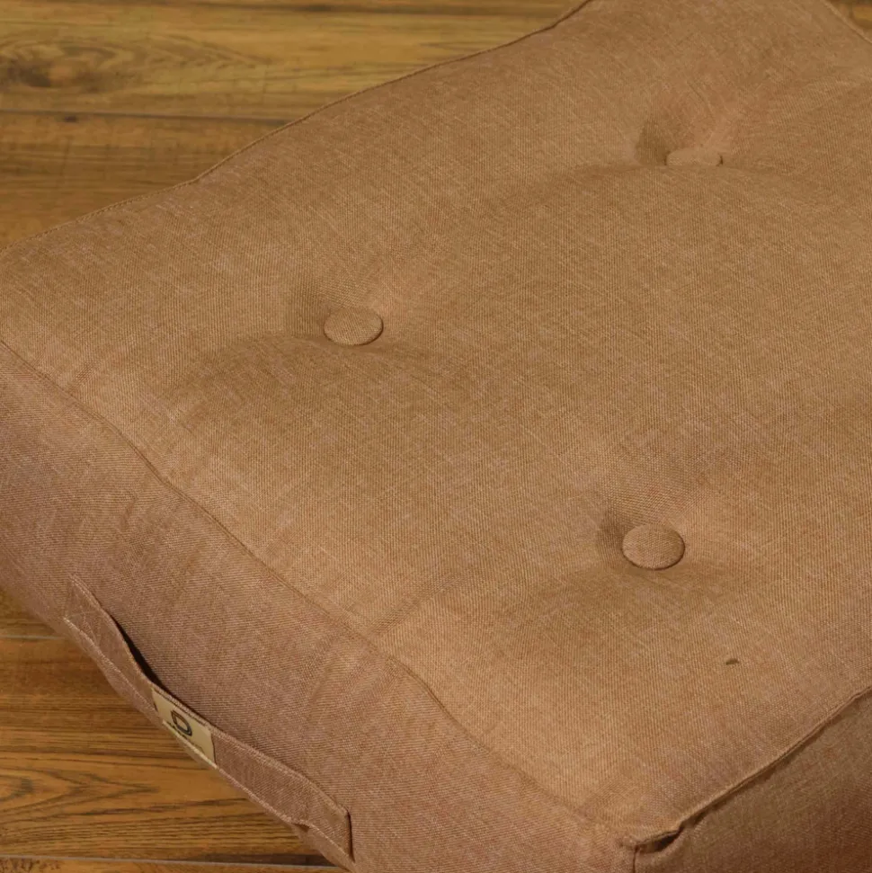 DECO ARTS - Lot de 2 coussins de sol effet lin 50 x 50 x 18 cm - marron clair