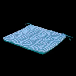 DECO ARTS - Lot de 4 galettes de chaise 35x35x3 cm motif éventails verts