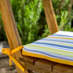 DECO ARTS - Lot de 4 galettes de chaise 35x35x3 cm motif rayures solaires