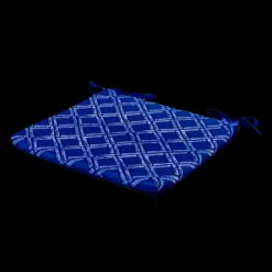 DECO ARTS - Lot de 4 galettes de chaise 35x35x3 cm motif nautique bleu