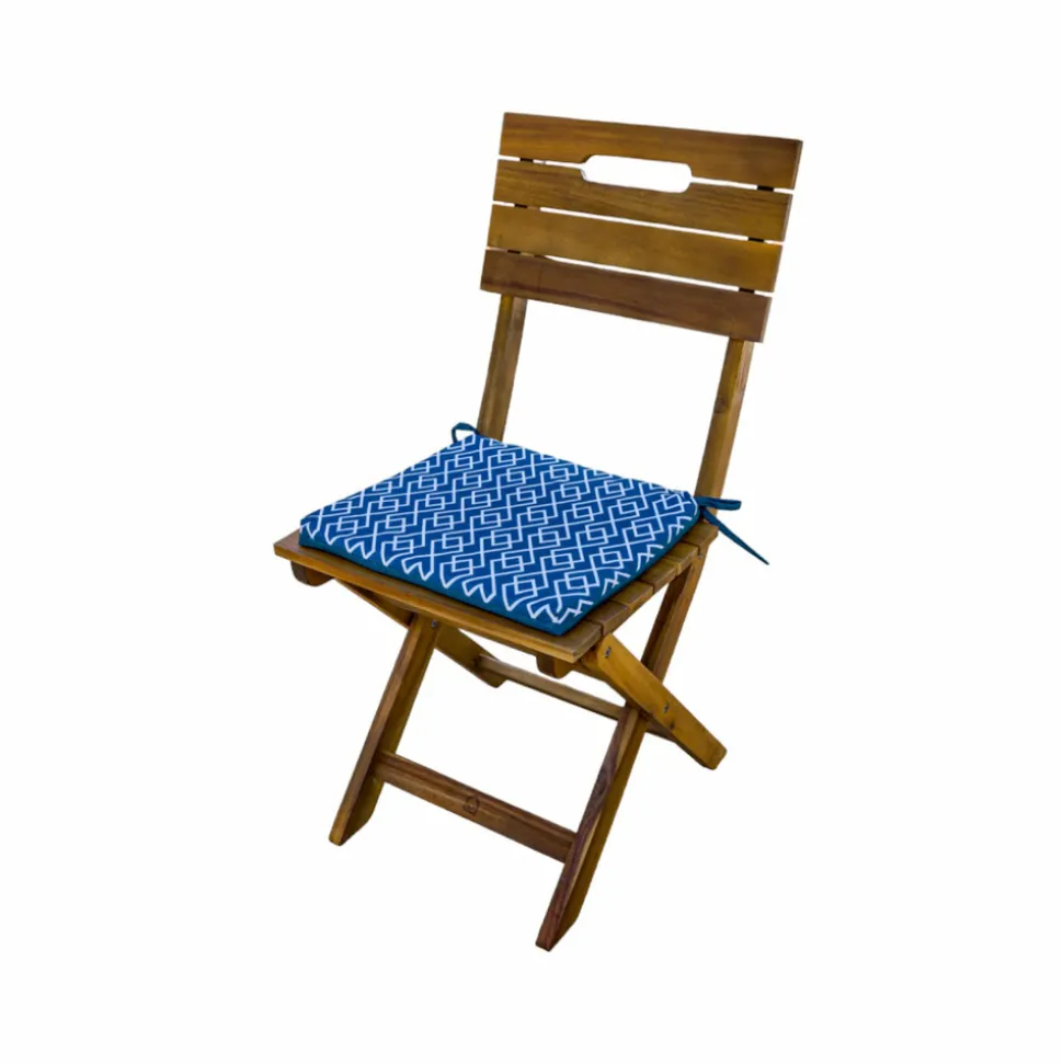 DECO ARTS - Lot de 4 galettes de chaise 35x35x3 cm motif géométrique vert