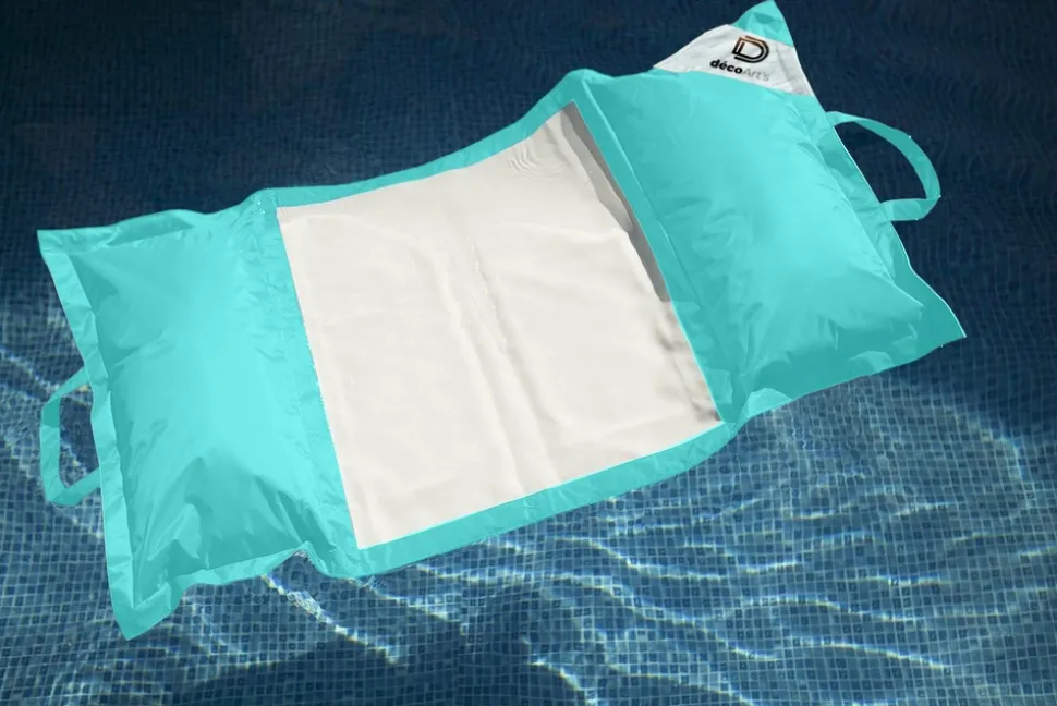 DECO ARTS - Pouf piscine en polyester 170x90 cm bleu caraïbes