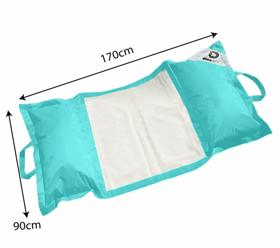 DECO ARTS - Pouf piscine en polyester 170x90 cm bleu caraïbes