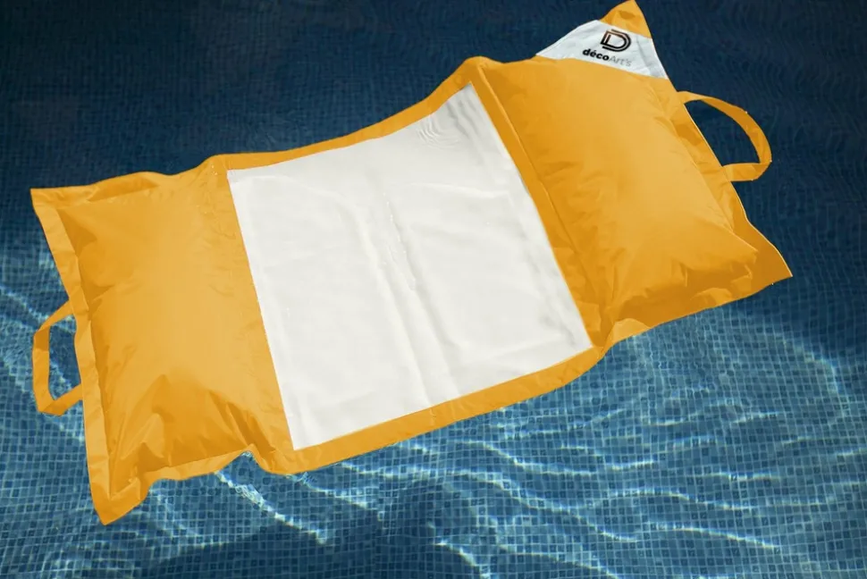 DECO ARTS - Pouf piscine en polyester 170x90 cm jaune miel