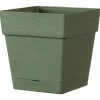 DEROMA - Pot carré Intérieur Extérieur Réserve d'eau Save R Lichen 16,5x16,5 cm