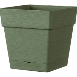 DEROMA - Pot carré Intérieur Extérieur Réserve d'eau Save R Lichen 16,5x16,5 cm