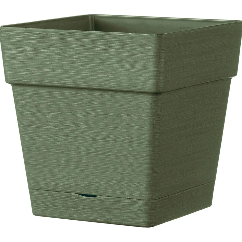 DEROMA - Pot carré Intérieur Extérieur Réserve d'eau Save R Lichen 16,5x16,5 cm