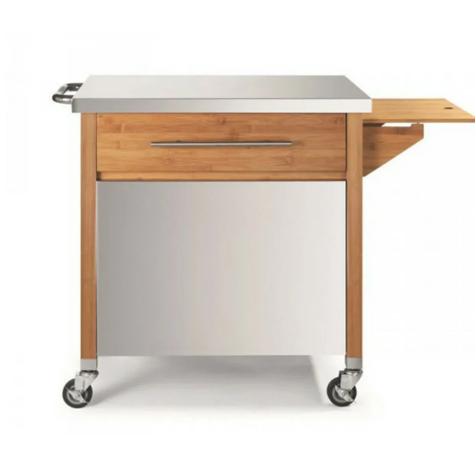 Dm creation chariot pour plancha bois/inox - 00231n