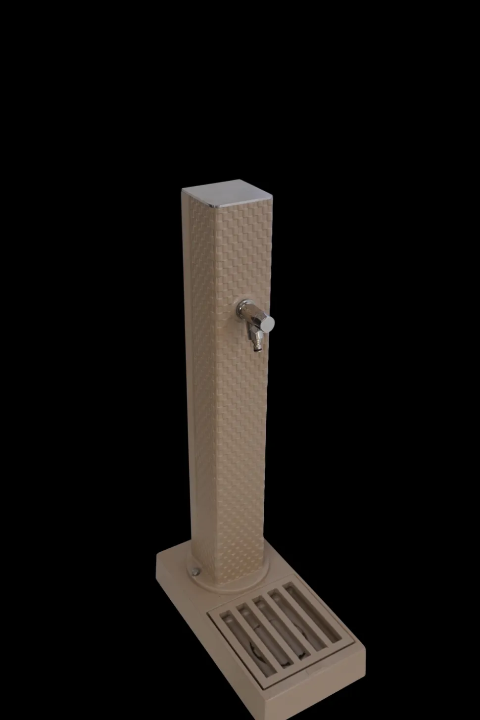 DOMMARTIN - Fontaine borne pixel avec vasque taupe avec robinet rounded h. 103cm x l. 5
