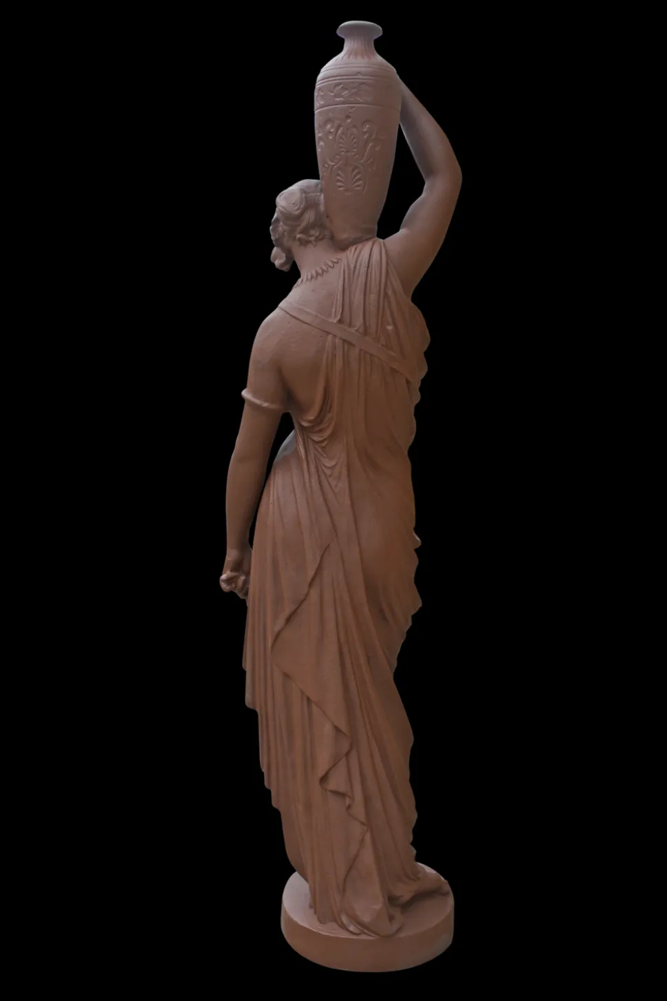 DOMMARTIN - Statue en fonte, déesse à amphore style corten (ral mars 2525)