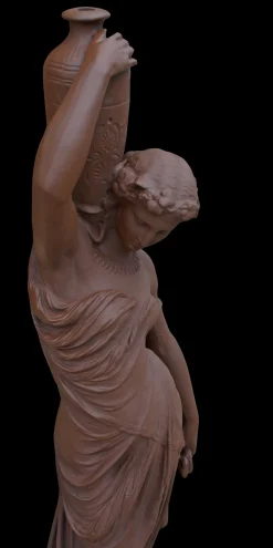 DOMMARTIN - Statue en fonte, déesse à amphore style corten (ral mars 2525)