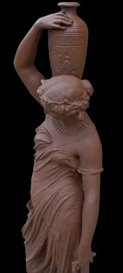 DOMMARTIN - Statue en fonte, déesse à amphore style corten (ral mars 2525)