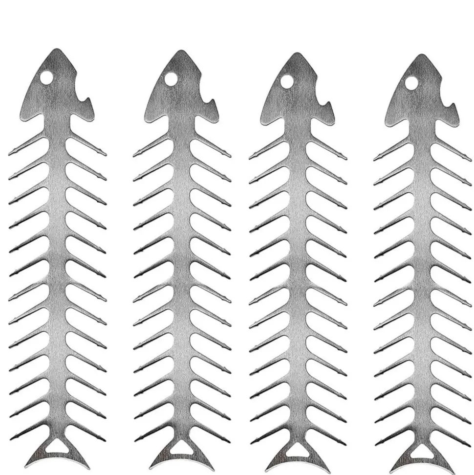 DOWNYPAWS - Brochettes à barbecue en acier inoxydable en forme d'arête de poisson- 2 pièces