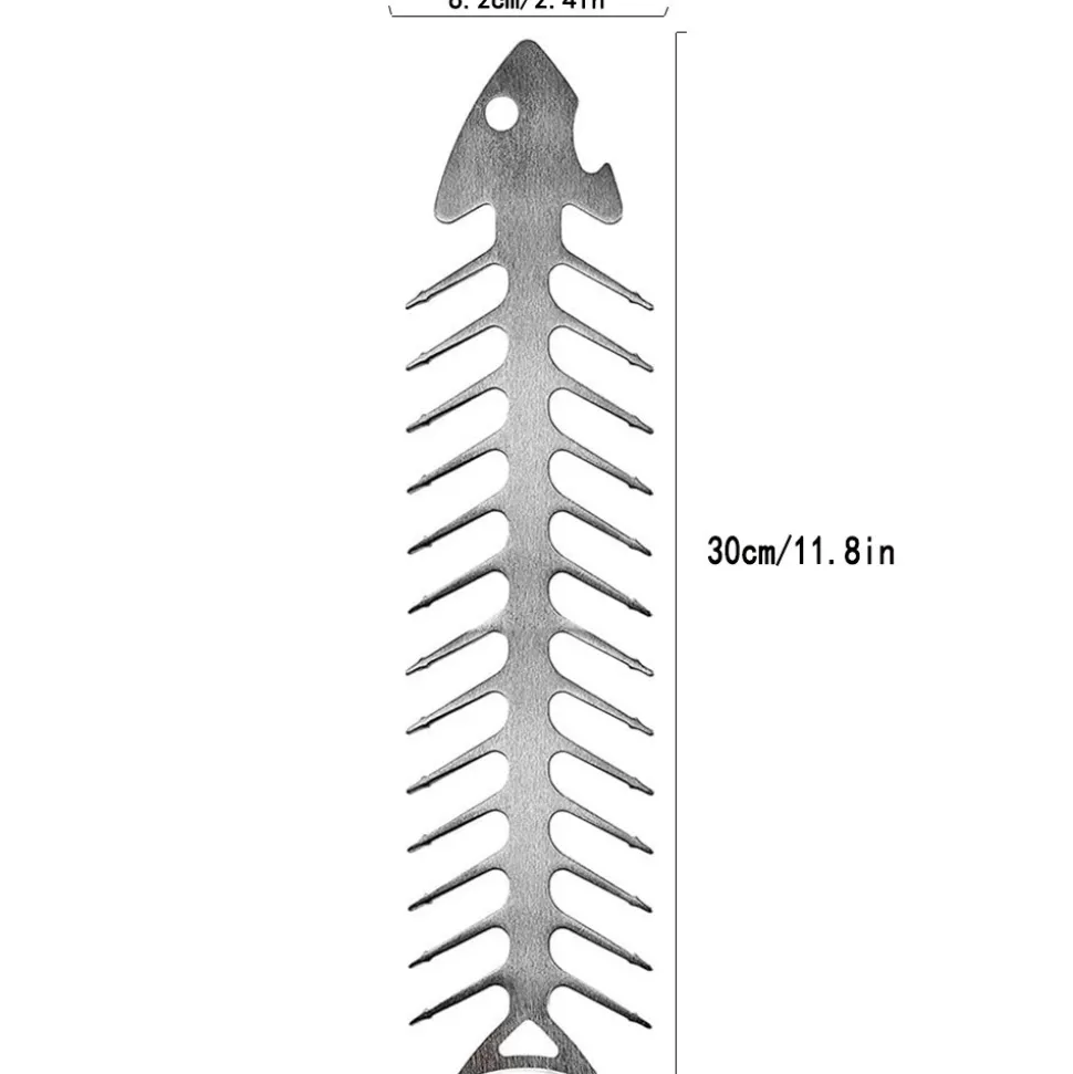 DOWNYPAWS - Brochettes à barbecue en acier inoxydable en forme d'arête de poisson- 2 pièces