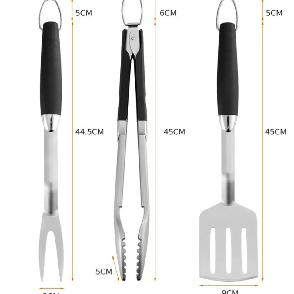 DOWNYPAWS - Ensemble de barbecue d'extérieur en acier inoxydable 3 pièces