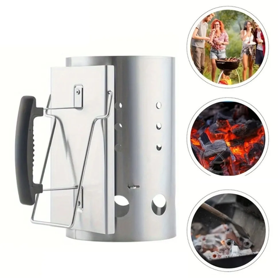 DOWNYPAWS - Seau d'allumage en acier inoxydable multifonctionnel et pratique pour le camping et le barbecue