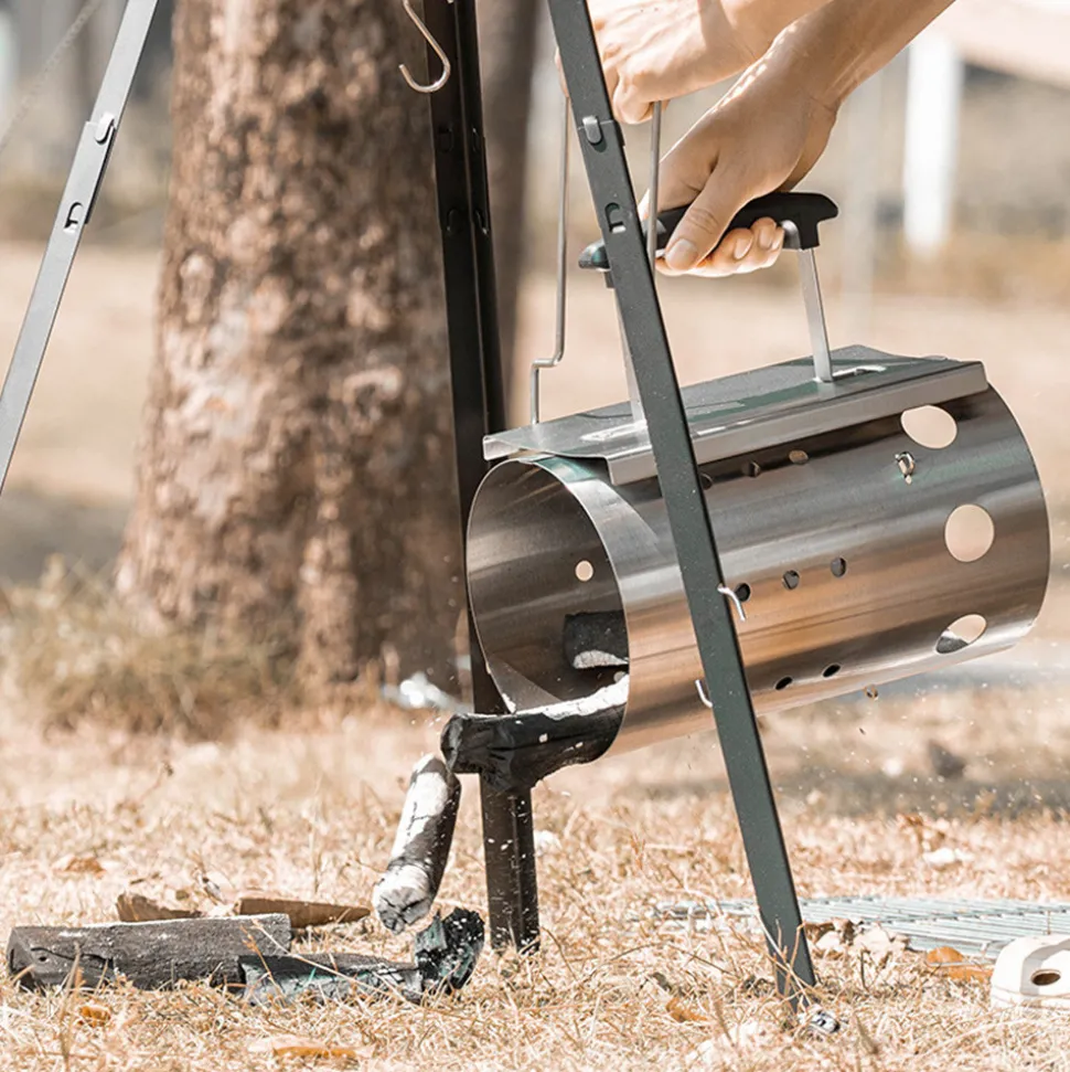 DOWNYPAWS - Seau d'allumage en acier inoxydable multifonctionnel et pratique pour le camping et le barbecue