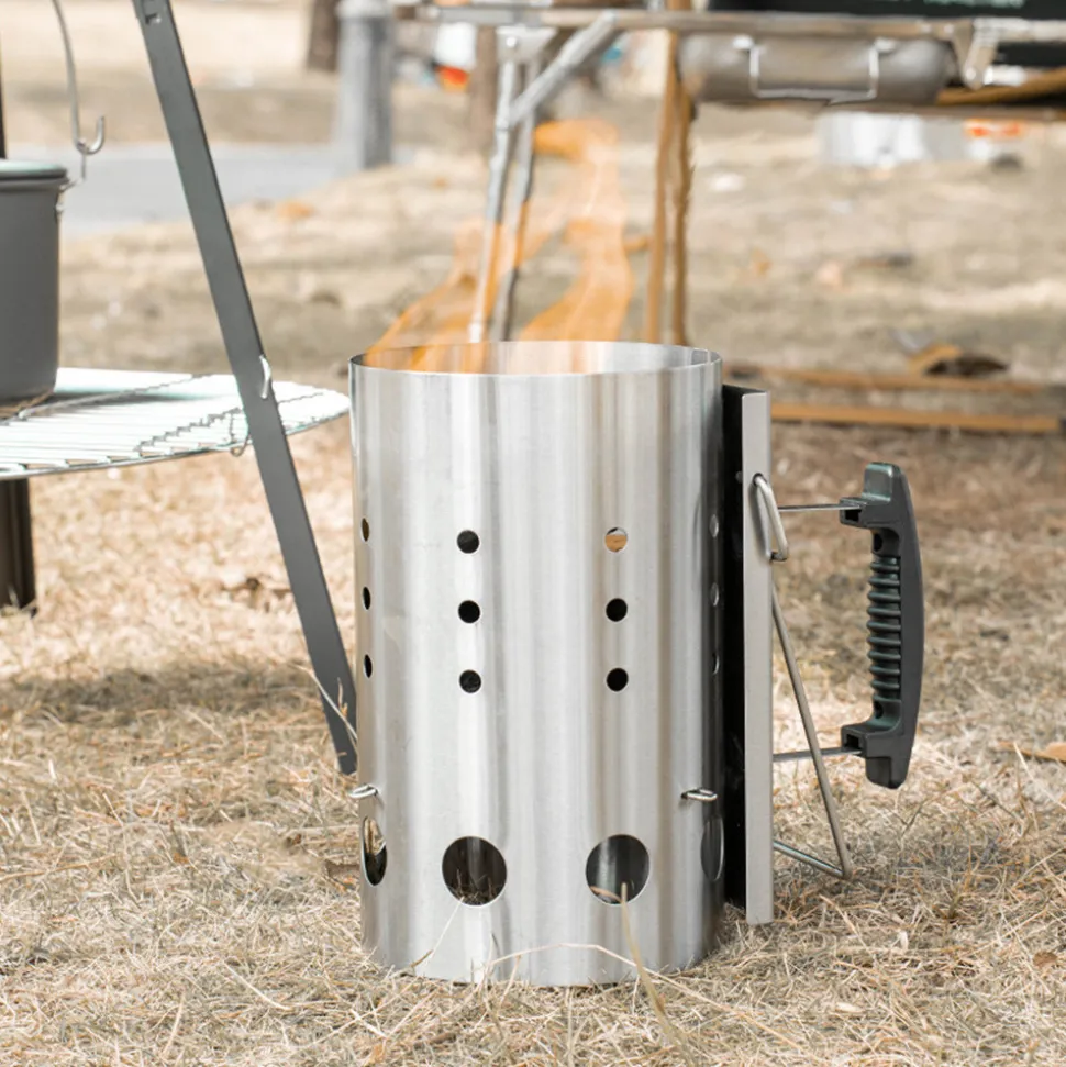 DOWNYPAWS - Seau d'allumage en acier inoxydable multifonctionnel et pratique pour le camping et le barbecue
