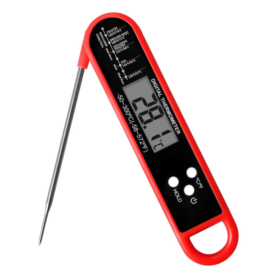 DOWNYPAWS - Thermomètre alimentaire multi-angle pliable rouge (-50 - 300℃)