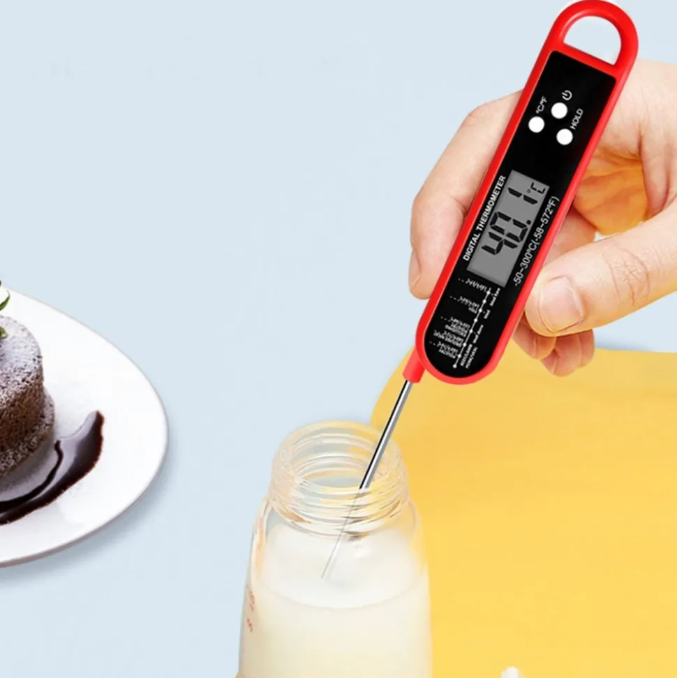 DOWNYPAWS - Thermomètre alimentaire multi-angle pliable rouge (-50 - 300℃)