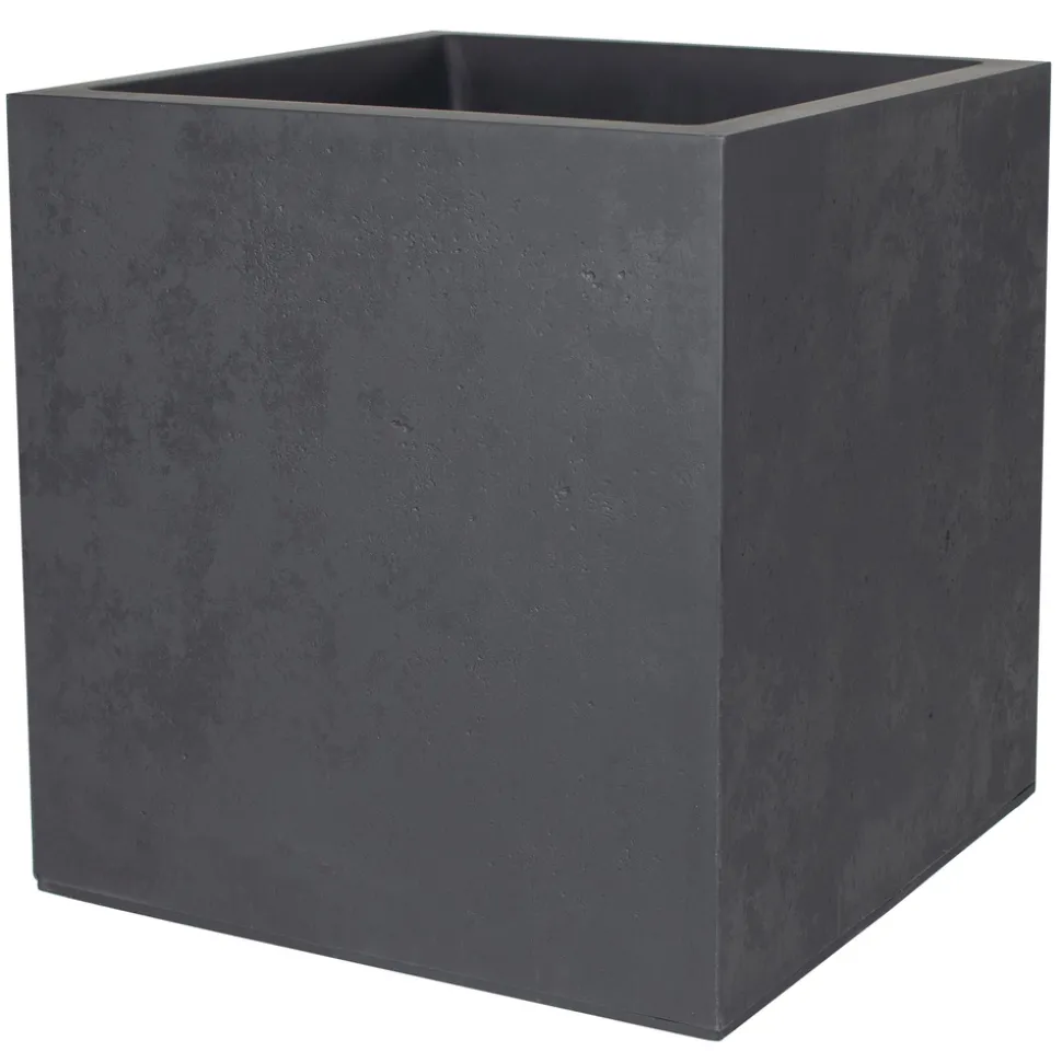 EDA - Pot Basalt carré en polypropylène anthracite - D.39,5 cm