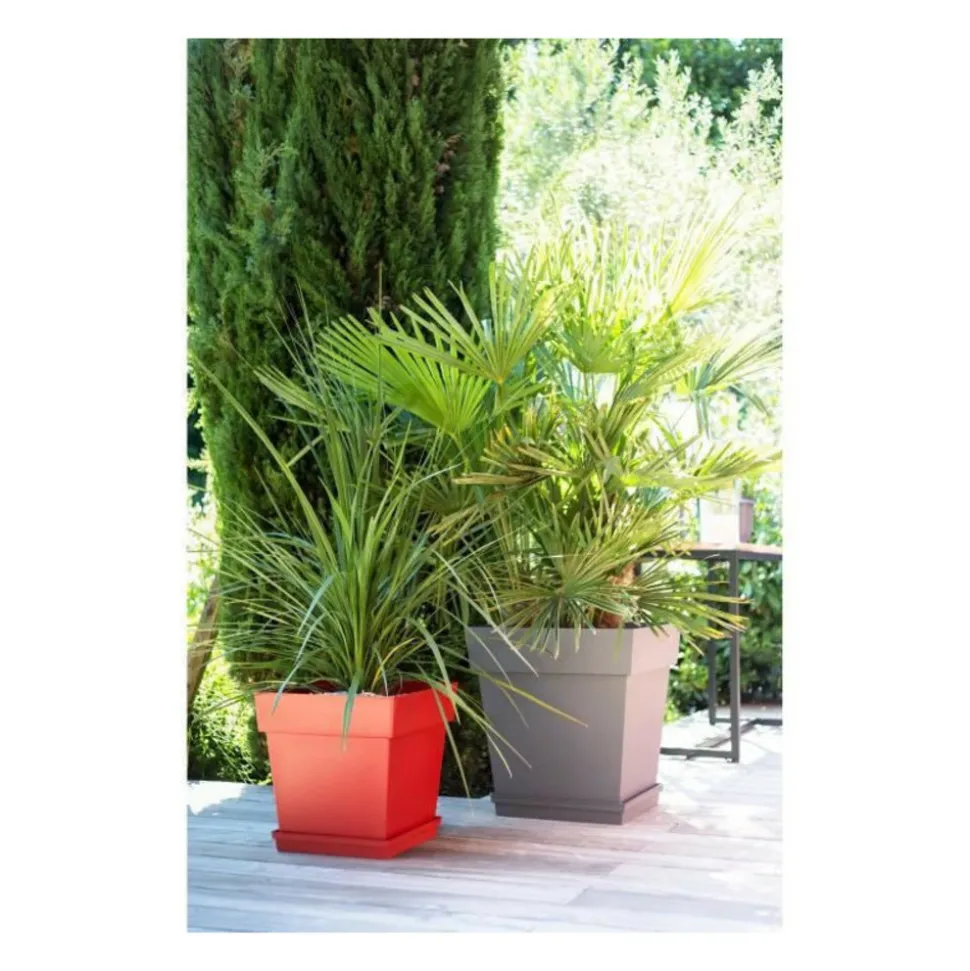 EDA - Pot carré toscane - 50 cm - 87 l - taupe