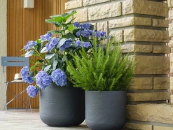 EDA - Pot de fleurs rond en plastique volcania up gris galet - ø 50 cm