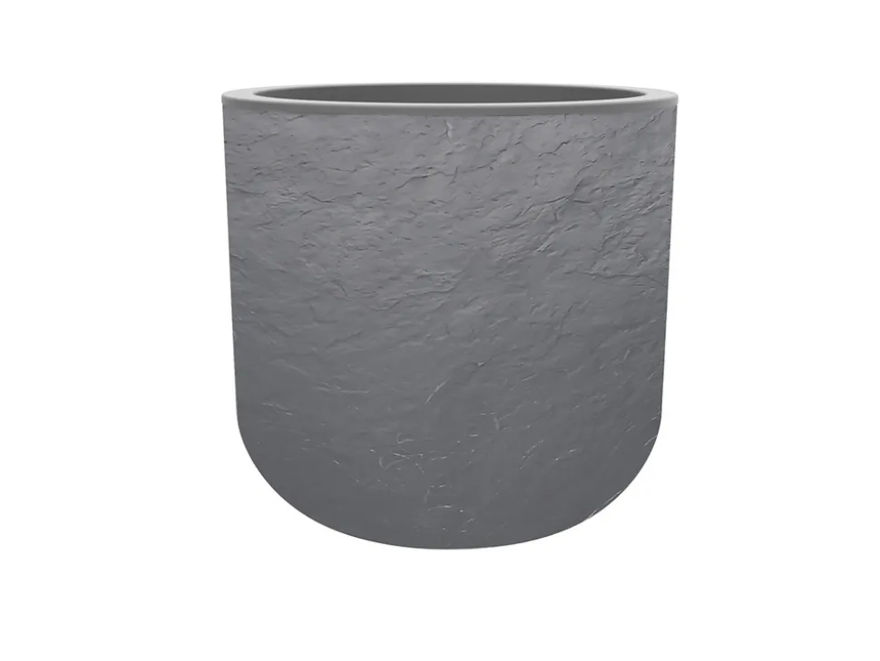 EDA - Pot de fleurs rond en plastique volcania up gris galet - ø 40 cm