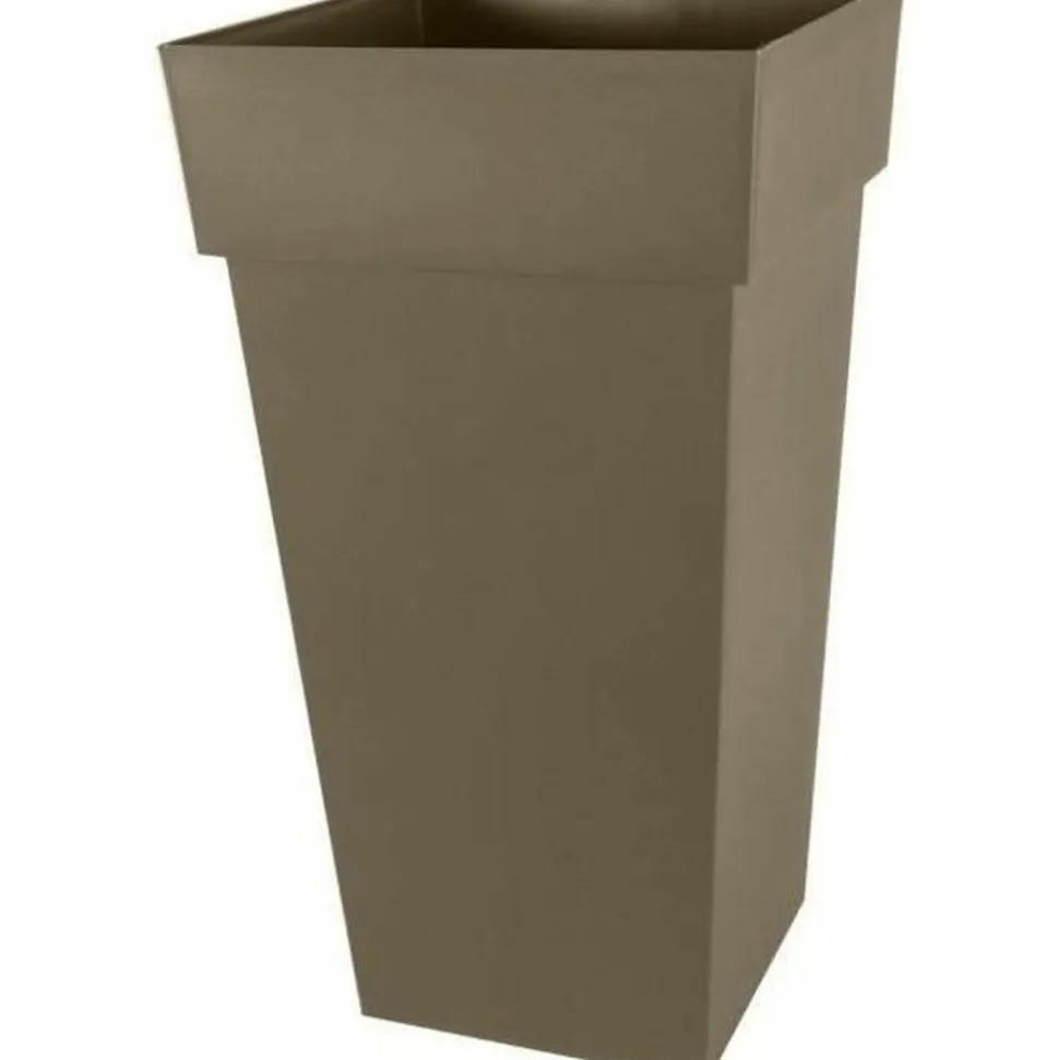 EDA - Pot de fleurs xxl - carré - 43,3 x 43,3 x 80 cm - 98 l - marron taupe