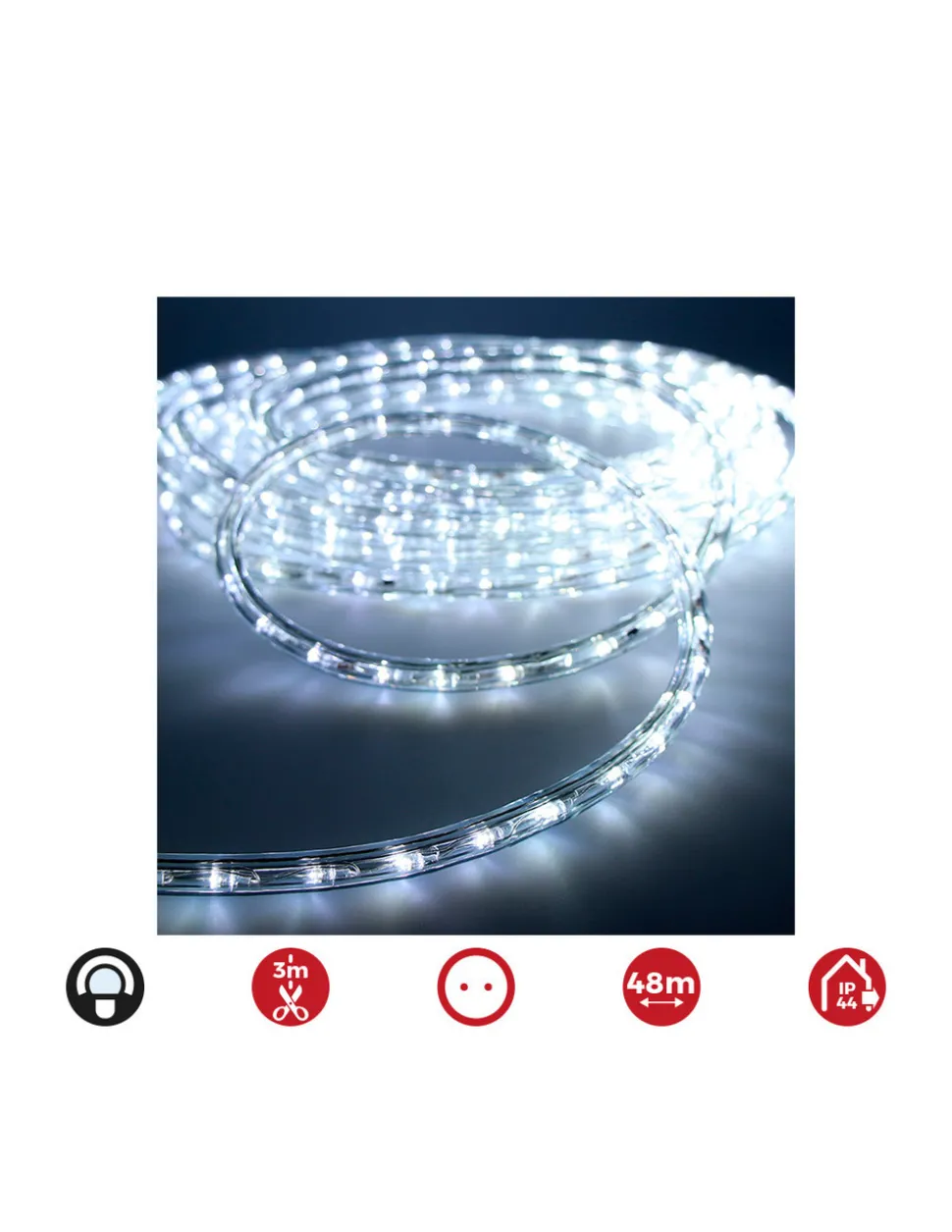 EDM - Tube flexiled led 2 voies multifonction 48m. 36 leds/m blanc froid ip44 ( usage int. Ext.) edm