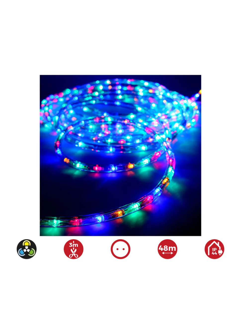 EDM - Tube flexilux led 2 voies multifonction 48m. 36 leds/m multicouleur ip44 ( usage int. Ext.) edm