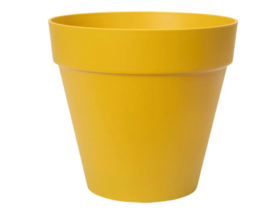 ELHO - Pot de fleurs rond loft urban - plastique - percé - réservoir - avec roulettes - ø 40 - ocre